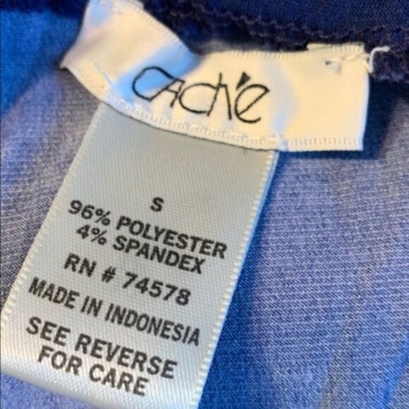 Cache Cold Shoulder Top Blue/Gold size S - Picture 2 of 5